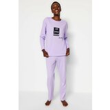 Trendyol Pajama Set - Purple - Slogan Cene