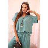 Kesi Włoski Set with necklace blouse + pants dark mint | shoptok.hr