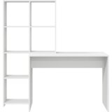 vidaXL Stol s policom s pohranom Bijela 138.5 x 55 x 143 cm Konstruirano drvo | shoptok.hr