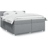 vidaXL Box spring postelja z vzmetnico svetlo siva 200x200 cm blago, (21302405) | Shoptok.si