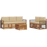  Set vanjskih sofa 6 kom. Prirodna i bež Čvrsto drvo akacije | shoptok.hr