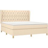  Krevet s oprugama i madracem krem 160x200 cm od tkanine | shoptok.hr