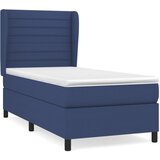 vidaXL Box spring postelja z vzmetnico modra 90x190 cm blago, (20892761) Cene