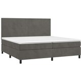  Box spring postelja z vzmetnico LED temno siva 200x200 cm žamet, (20761104) | Shoptok.si