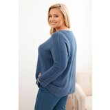 Kesi Włoski Plus size women's sweater with a boat neckline denim | Shoptok.si