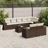 vidaXL 9-dijelni set vrtnih sofa s jastucima poliratan smeđi | shoptok.hr