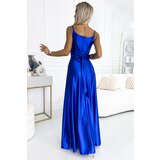 Numoco Elegant long satin dress with neckline | shoptok.hr