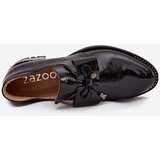 Zazoo Patent Leather Women's Low Heel Shoes with Bow 1399 Black | Shoptok.si