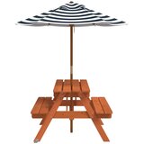  Stol za piknik za 4 djece sa suncobranom od masivne jelovine | shoptok.hr