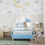 Krevet za djecu s uzglavljem s uzglavljem Plava 80 x 160 cm PU | shoptok.hr