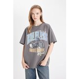 Defacto Oversize Fit Crew Neck Printed Short Sleeve T-Shirt Cene