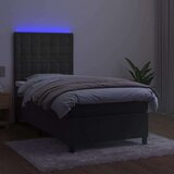  Box spring postelja z vzmetnico LED temno siva 90x190 cm žamet, (20789618) | Shoptok.si