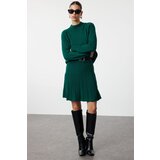 Trendyol Emerald Green Ruffle Detailed High Collar Knitwear Top-Top Set Cene