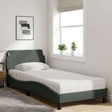  Postelja z vzmetnico temno siva 90x200 cm blago | Shoptok.si