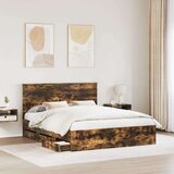  Okvir za krevet s ladicama Dimljeni hrast 160 x 200 cm | shoptok.hr