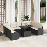 vidaXL 10-dijelni vrtni sofa set s jastučićima crni poli ratan Cijene