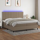 The Living Store Box spring postelja z vzmetnico LED taupe 200x200 cm blago - Box Spring Postelja, (21503617) Cene