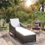 Maison Chic Ležalnik - Sončna ležalnik s kremno belo blazino poli ratan črn, (22042642) | Shoptok.si