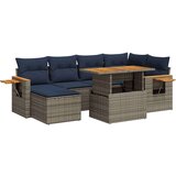  Vrtna garnitura - 7-dijelni set vrtnih sofa od poliratana s jastucima crni bagrem - Siva sa spremištem 1 | shoptok.hr