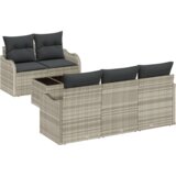  6-delni vrtni kavč set z blazinami svetlo siva poli ratan | Shoptok.si