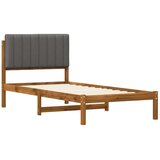  Krevetni okvir s tapiciranim uzglavljem Prirodna i svjetlosiva - Prirodna i svjetlosiva 90 x 200 cm | shoptok.hr