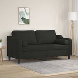vidaXL Kavč dvosed z blazinami črn 140 cm blago Cene