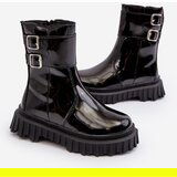 Boto Children's Glossy Boots with Buckles Black Chloraia | Shoptok.si