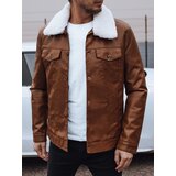DStreet Kurtka męska skórzana z futerkiem brązowa | Shoptok.si