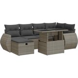 Maison Chic Seti vrtnega pohištva - Vrtna garnitura - Vrtni pohištvo set 7-delna z blazinami siv poli ratan, (21803119) | Shoptok.si