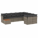 Maison Chic Seti vrtnega pohištva - Vrtna garnitura - Vrtni pohištvo set 10-delna z blazinami siv poli ratan, (21817059) | Shoptok.si