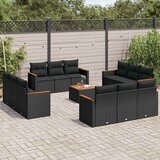  13-dijelni set vrtnih sofa s jastucima poliratan crni | shoptok.hr