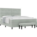 Box Spring Krevet s Madracem &amp Klupom Svijetlosiva 180x200 cm Baršun | shoptok.hr