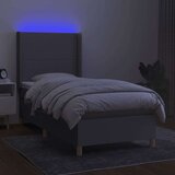  Box spring postelja z vzmetnico LED svetlo siva 80x200 cm blago, (20789464) | Shoptok.si