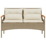  Vrtna klupa s jastucima 116 x 62,5 x 74 cm bež od poliratana | shoptok.hr