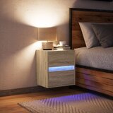  Zidni noćni ormarić s LED svjetlima boja hrasta sonome | shoptok.hr