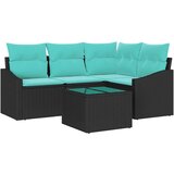 vidaXL Set sofe 5 kom. Crna poliratan - Crna sa stolom | shoptok.hr