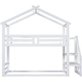 Möbrio Dvonadstropna postelja iz masivnega borovega lesa s stopnicami in rešetkami - 90x200 cm - bela, (22060392) Cene