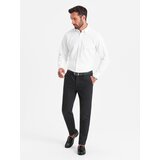 Ombre Men's classic chino pants with fine texture - black | ePonuda.com