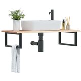 vidaXL Zidna polica za Lavabo - Umivaonik od čelika i masivne hrastovine | shoptok.hr