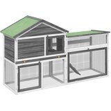  Kavez za zečeve sivi 185,5x60,5x109,5 cm od masivne borovine | Eponuda.com