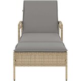  Ležalnik z blazino bež 63x200x81 cm poli ratan | Shoptok.si
