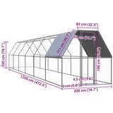 vidaXL Zunanji kokošnjak 2x12x2 m pocinkano jeklo | Shoptok.si