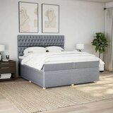 vidaXL Box spring postelja z vzmetnico svetlo siva 200x200 cm blago | Shoptok.si
