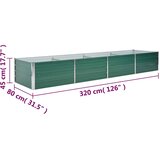  Vrtna sadilica od pocinčanog čelika 320 x 80 x 45 cm zelena | shoptok.hr