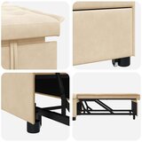  Krevet-sofa na razvlačenje Krema 194 x 67 x 82 cm Mikrovlakna | shoptok.hr