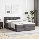  Otomanski posteljni okvir z vzmetnico siv 140x190 cm um. usnje, (22012102) | Shoptok.si
