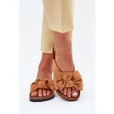Boto Women's Cork Sole Slippers With Bow Camel Seressa | Shoptok.si