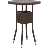 vidaXL Vrtna miza Ø60x75 cm kaljeno steklo in poli ratan rjava Cene