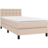  Krevet box spring madrac LED cappuccino 100x200cm umjetna koža | shoptok.hr