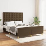 Maison Chic Posteljni okvir - Dvoposteljna postelja - Zakonska postelja brez vzmetnice temno rjav 140x200 cm tkanina-J12812, (21766412) | Shoptok.si
